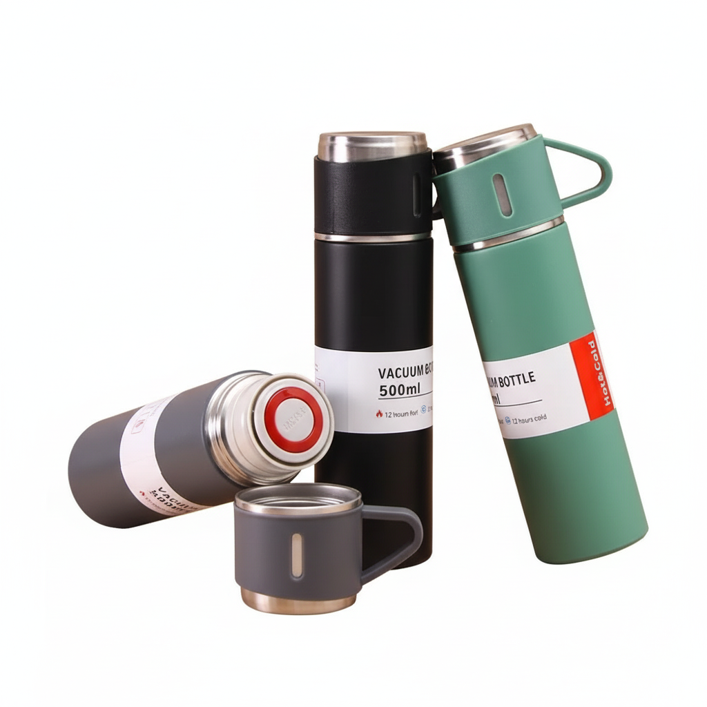 Garrafa Térmica 500ml + 3 Xícaras Exclusivas