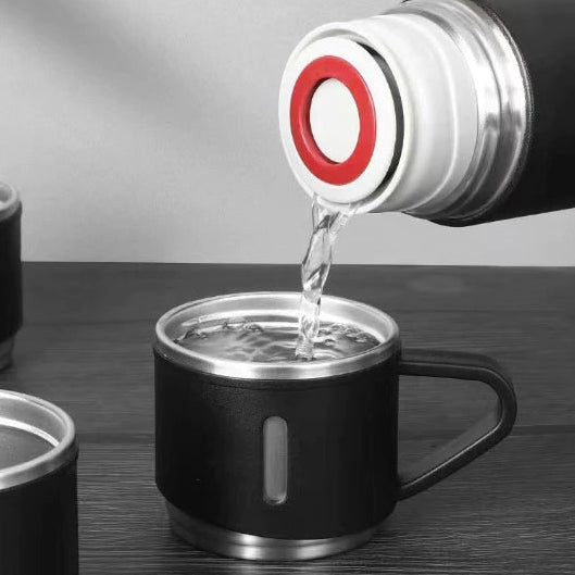 Garrafa Térmica 500ml + 3 Xícaras Exclusivas