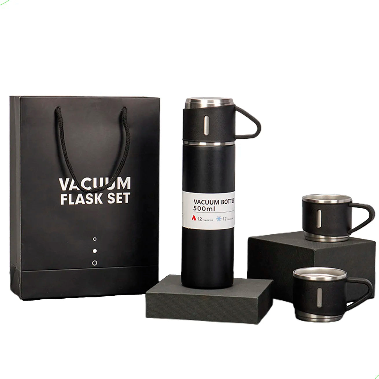 Garrafa Térmica 500ml + 3 Xícaras Exclusivas